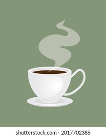 a white cup of hot coffee, idea concept vector