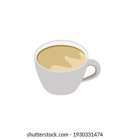 A white cup of hot coffee.Minimalistic cup of latte.