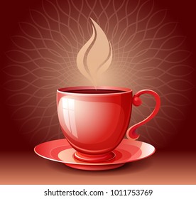 White cup with hot drink