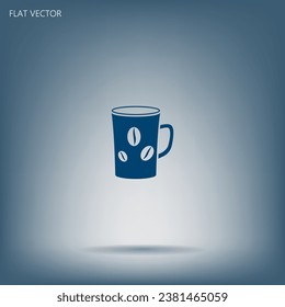 Icono plano de ilustración de icono de la taza blanca.