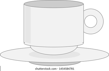 White cup, illustration, vector on white background.