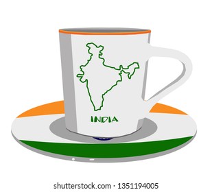 White cup with india flag and mp