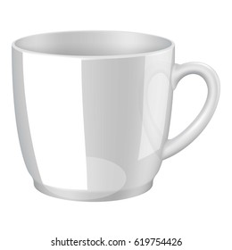 White cup mockup. Realistic illustration of white cup vector mockup for web