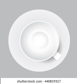 White Cup Mug Top View. Vector Illustration