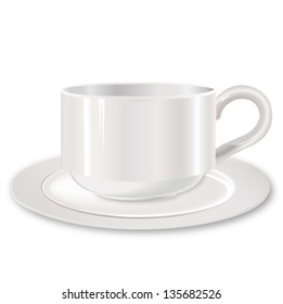 white cup. mug vector illustration.
