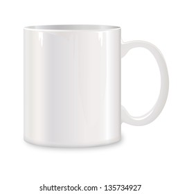 white cup. mug vector illustration.