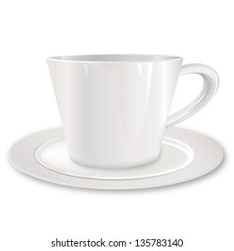 white cup. mug vector illustration.