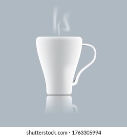 A white cup on a gray background. Vector illustration. Vector templates for Mock Up.