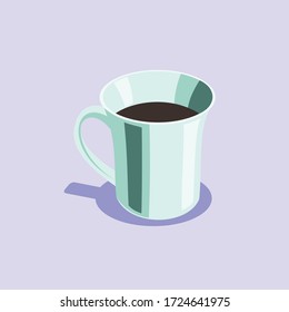 White cup on a lavender background, with mint shadows.