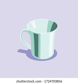 White cup on a lavender background, with mint shadows.