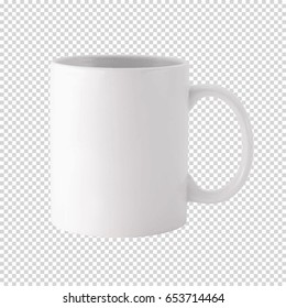 White cup on transparent background. Drink cup vector template mock up for your design.