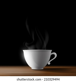white cup on a wooden table