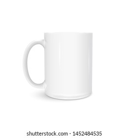 White cup photo realistic isolated on white background. Vector template for Mock Up. Vector illustration - Vector 