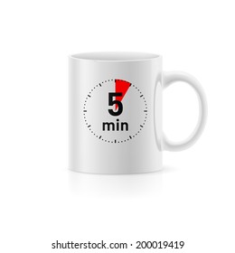White cup with picture timer on background
