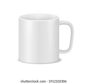 White cup. Realistic coffee mug.