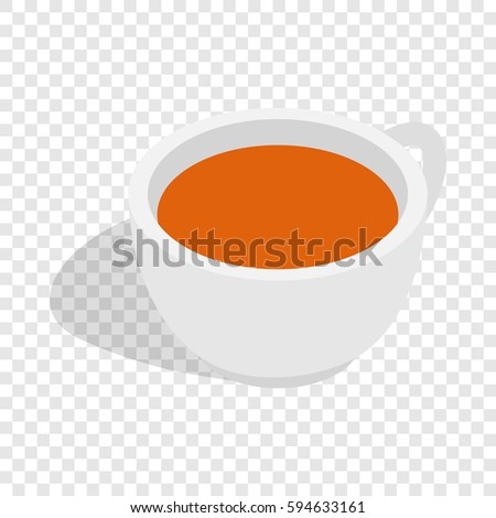 White cup of tea isometric icon 3d on a transparent background vector illustration