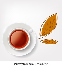 White cup of tea. Vector Image Stock.