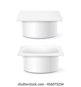 White cup tub food plastic container for dessert, yogurt, ice cream, Illustration isolated on white background.