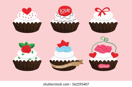 white cupcakes in happy valentine's day