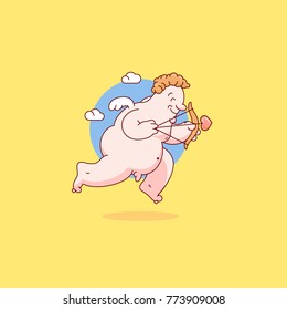 White Cupid on a yellow background