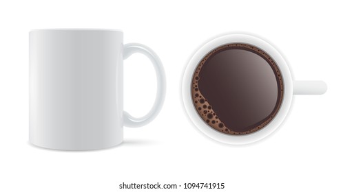 White cups of coffee – stock vector