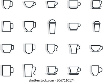White cups, illustration, vector, on a white background.