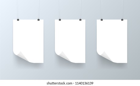 White Curled Paper A4 Note Memo. EPS10 Vector
