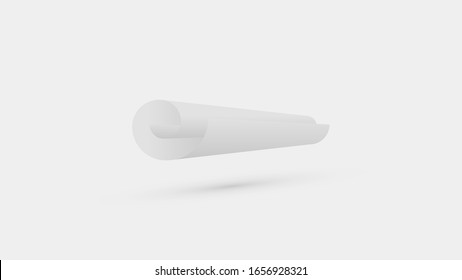 White curled paper with shadow