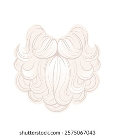 White curly beard with intricate detailing. Perfect for Santa Claus designs or fantasy illustrations. Vector illustration isolated on white background