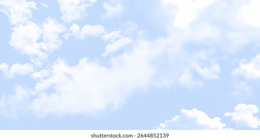 White curly clouds in the blue sky in sunny weather White cloud Light blue sky