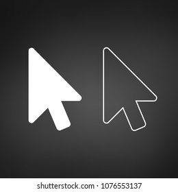 White Cursor icon. Vector illustration isolated on modern black background.