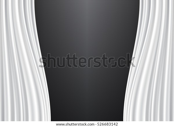 White Curtain Fabric On Blank Black Stock Vector Royalty Free