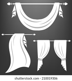 White curtain vintage vector set