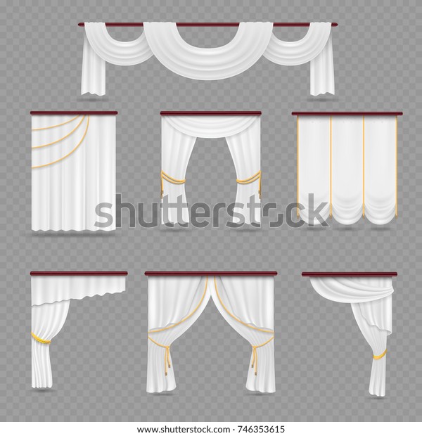 White Curtains Drapery Wedding Room Windows Stock Vector Royalty