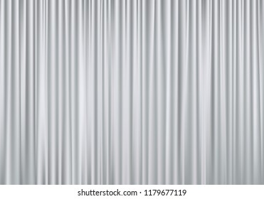 White curtains with folds background. Vector illustration.