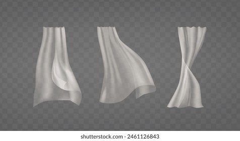 White Curtains Isolated On A Transparent Background, Showcases Various Forms Of Beautifully Designed Flowing Fabric