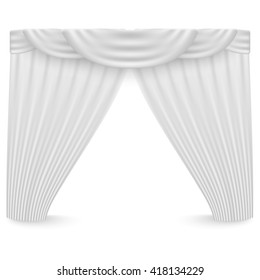 White curtains on a white background. Vector illustration