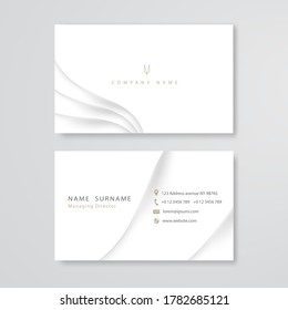 White Curve Layer Business Card Paper Cut Design Template Vector