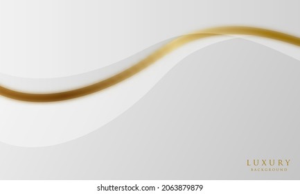 White curve shapes luxury background with gold lines. Modern and elegant design template.