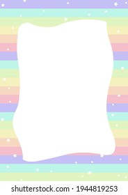 White curved area for text or image. Abstract background with star patterns. Cover design template. Colorful background. Vector illustration.