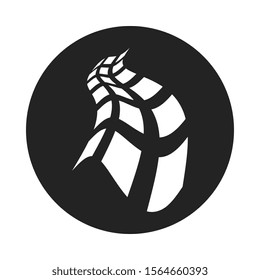 White curved geometric shapes at an angle of perspective. A group of tiles bent by waves in a circle. Minimal style logo. Vector element for your design.