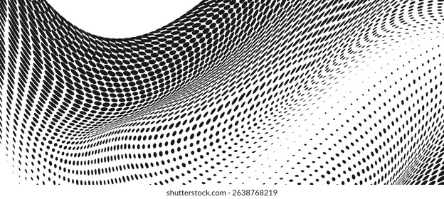 white curved halftone background. dynamic dots gradient pattern texture. vector dynamic eps 10