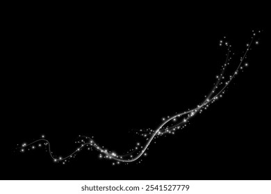 White curved light line, rope, tape. Smooth festive White line png with light effects. Light White Twirl png. Curve light effect of White line. 
