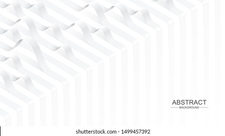 White curved ribbons on white background. Abstract background. Vector illustration.