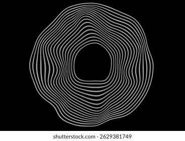 Fundo de tecnologia futurista abstrato das linhas circulares torcidas curvas brancas. Projeto artístico mínimo vetorial
