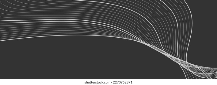 White curved wavy lines abstract elegant background. Vector banner minimal design