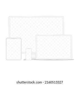 White custom made devices phone with transparent screen isolated on white background