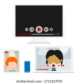 Dispositivos digitales personalizados blancos con diferentes fondos de pantalla. Gadgets con reproductor de video y fondo de pantalla en vivo