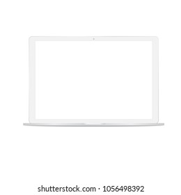 White custom made laptop with empty screen isolated on white background