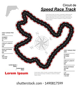 White custom made race track maps with shadow